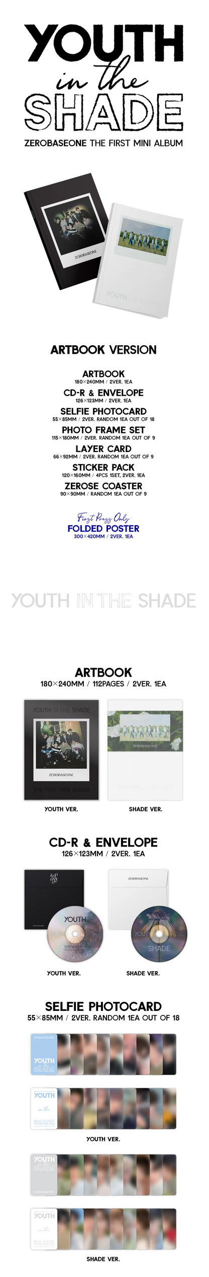 ZEROBASEONE - YOUTH IN THE SHADE 1ST MINI ALBUM ARTBOOK VER.