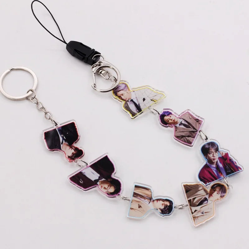 BTS ACRYLIC KEYCHAIN W/ TRIFECTA STRAPS