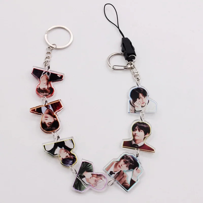 BTS ACRYLIC KEYCHAIN W/ TRIFECTA STRAPS