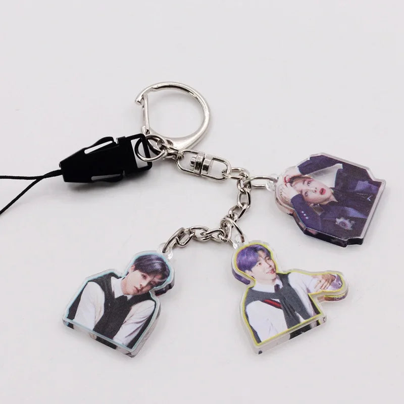 BTS ACRYLIC KEYCHAIN W/ TRIFECTA STRAPS