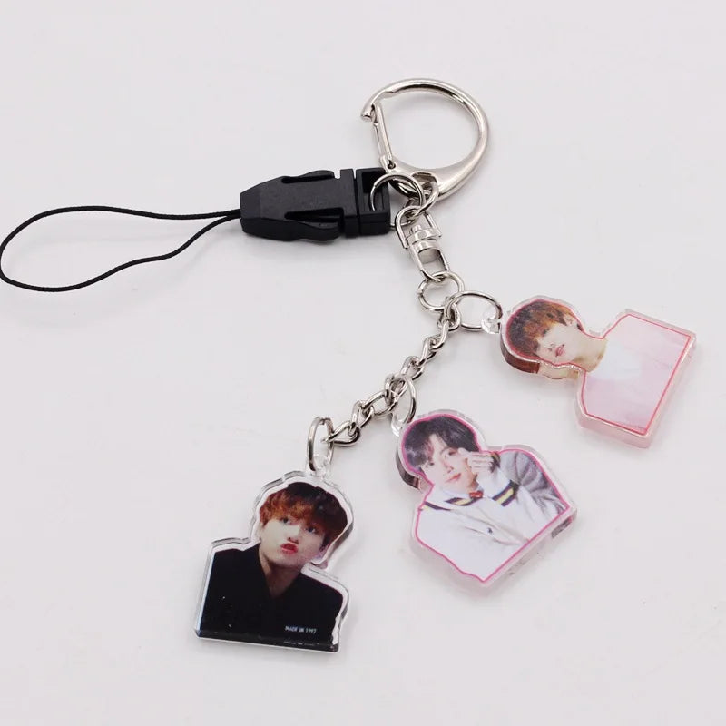 BTS ACRYLIC KEYCHAIN W/ TRIFECTA STRAPS