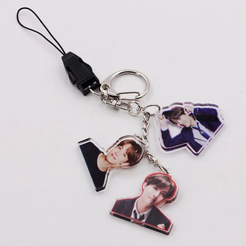 BTS ACRYLIC KEYCHAIN W/ TRIFECTA STRAPS
