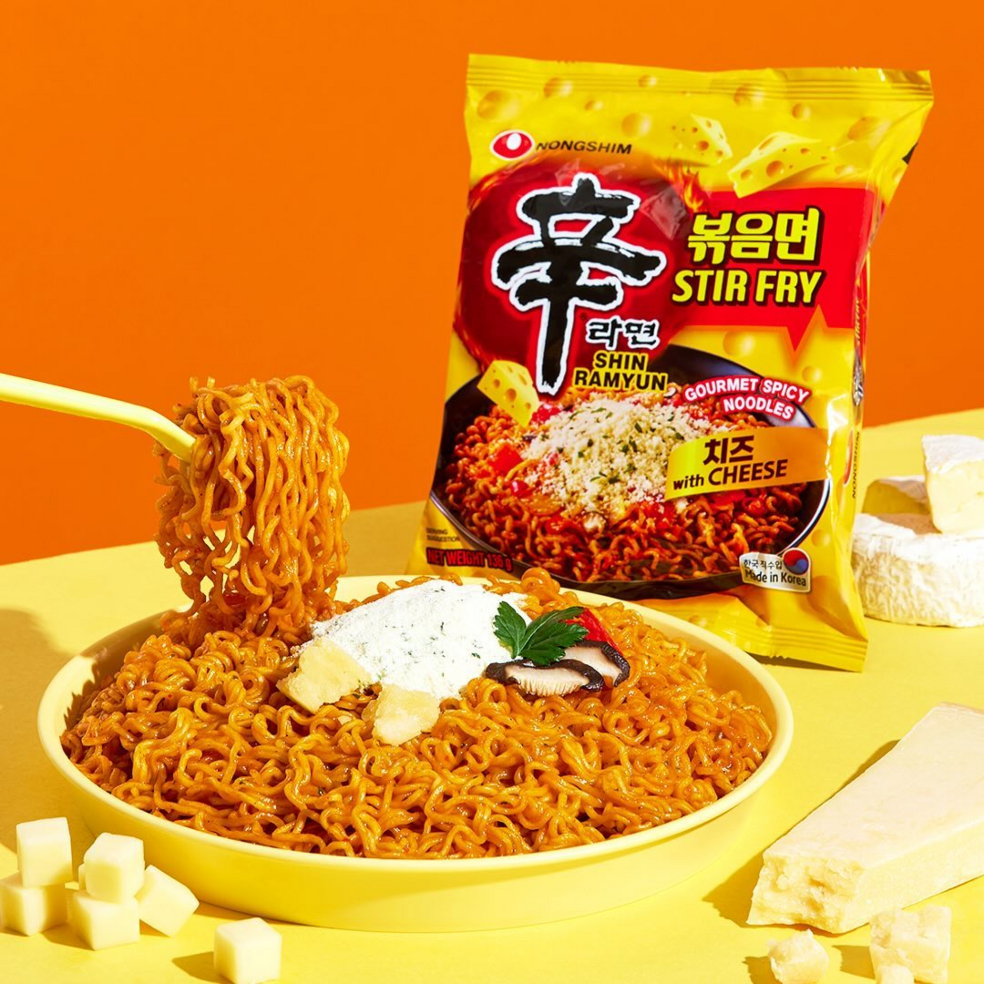 Shin Ramen Cheese Stir-Fry