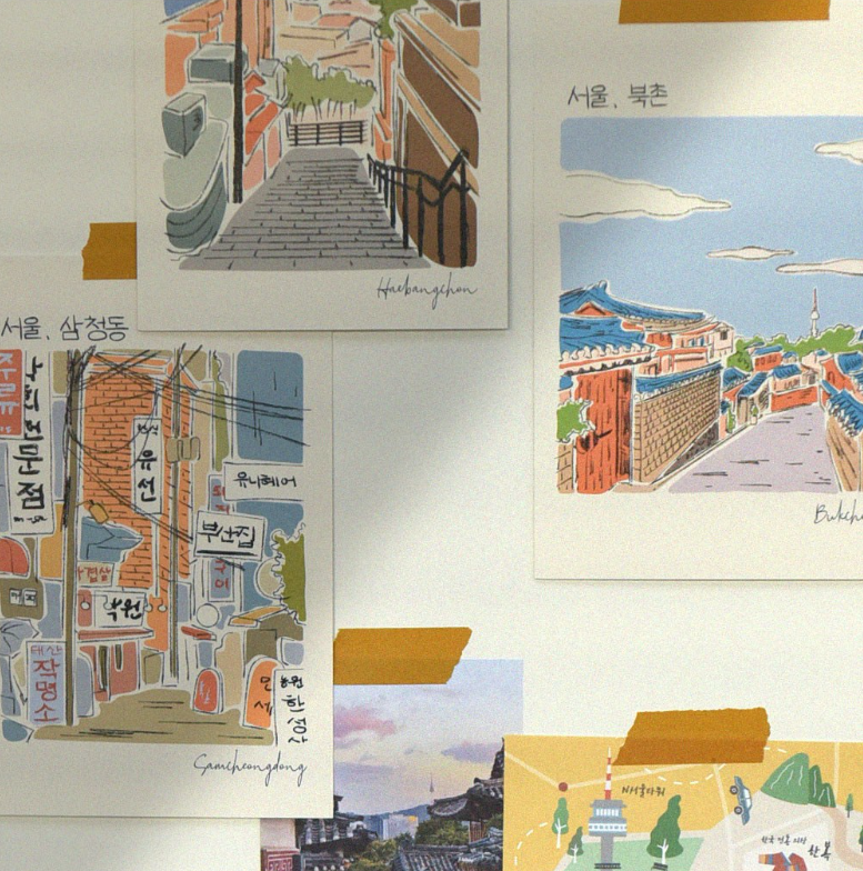 Walking in Seoul Postcard