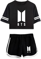 BTS 크롭상의와 반바지 세트