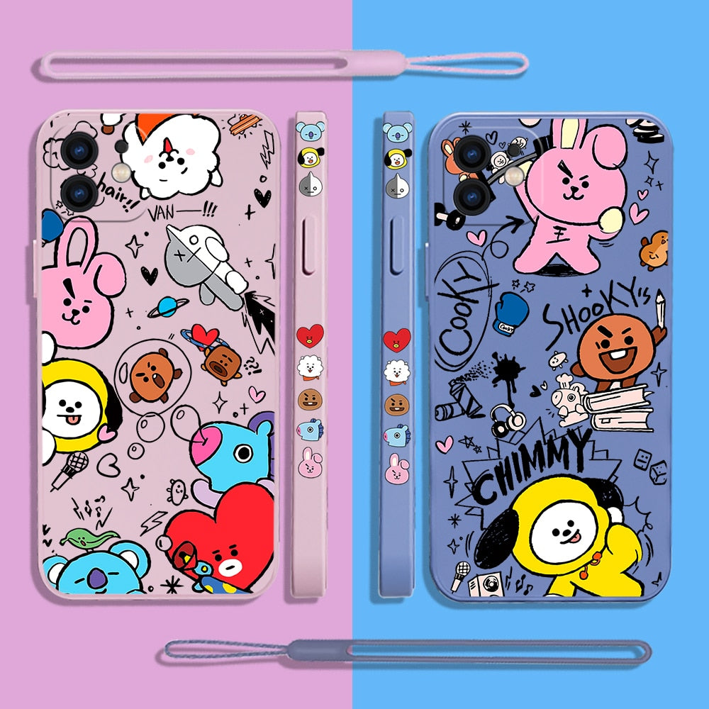 BT21 IPHONE PHONE CASES WITH LANYARD