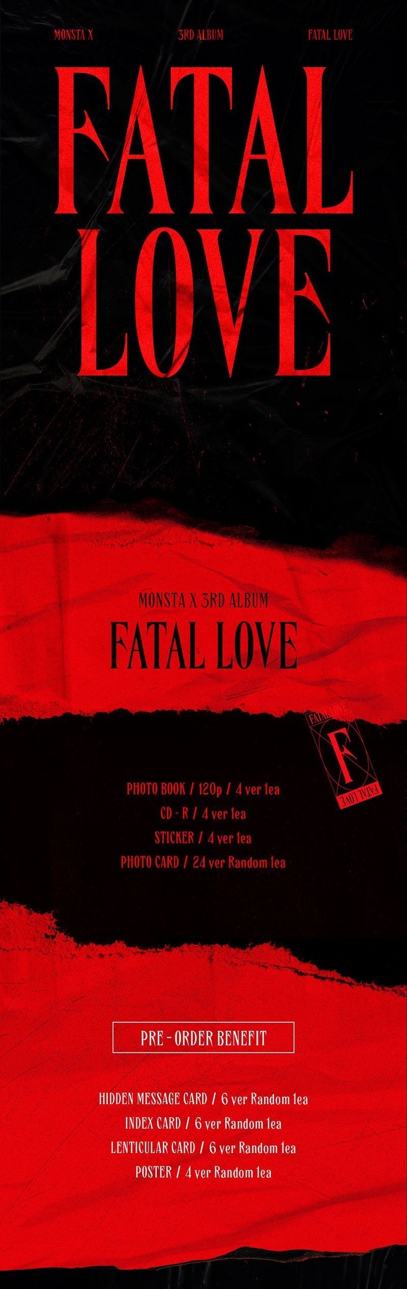 MONSTA X - 3RD FULL ALBUM [FATAL LOVE] [RANDOM]